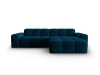 Canapé d'angle droit 4 places en tissu velours bleu marine