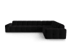 Canapé d'angle droit 6 places en tissu velours noir