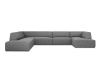 Canapé d'angle gauche panoramique 7 places en tissu structurel gris