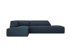 Canapé d'angle gauche 4 places en tissu structurel bleu marine