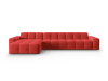 Canapé d'angle gauche 5 places en tissu velours rouge