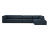 Canapé d'angle droit 5 places en tissu structurel bleu marine