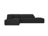 Canapé d'angle gauche 4 places en tissu structurel noir