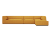 Canapé d'angle droit 5 places en tissu structurel jaune