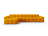 Canapé d'angle gauche 5 places en tissu velours orange