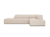 Canapé d'angle droit 4 places en tissu structurel beige