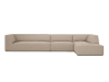 Canapé d'angle droit 5 places en tissu structurel beige foncé