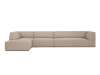 Canapé d'angle gauche 5 places en tissu structurel beige foncé