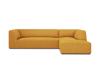 Canapé d'angle droit 4 places en tissu structurel jaune