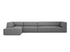 Canapé d'angle gauche 5 places en tissu structurel gris