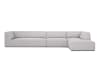Canapé d'angle droit 5 places en tissu structurel gris clair