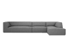 Canapé d'angle droit 5 places en tissu structurel gris