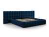 Bett mit Bettkasten und Doppelkopfteil aus Samt, königsblau