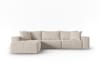 Canapé d'angle gauche modulable 5 places en tissu structurel beige