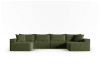 Canapé panoramique modulable 6 places en tissu structurel vert