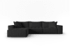 Canapé d'angle gauche modulable 5 places en tissu structurel noir