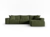 Canapé d'angle droit modulable 5 places en tissu structurel vert