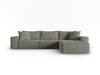 Canapé d'angle droit modulable 5 places en tissu structurel gris