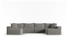 Canapé panoramique modulable 6 places en tissu structurel gris