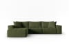 Canapé d'angle gauche modulable 5 places en tissu structurel vert