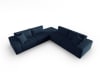 Canapé d'angle symétrique 7 places en tissu structurel blue jeans