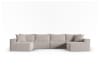 Canapé panoramique modulable 6 places en tissu structurel gris clair