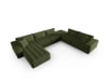 Canapé d'angle droit panoramique 8 places en tissu structurel vert