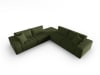 Canapé d'angle symétrique modulable 7 places en tissu structurel vert