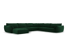 Canapé panoramique droit 8 places en tissu velours vert bouteille