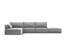 Canapé d'angle gauche 5 places en tissu velours gris