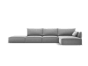 Canapé d'angle droit 5 places en tissu velours gris