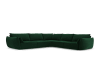 Canapé d'angle symétrique 7 places en tissu velours vert bouteille