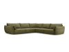 Canapé d'angle symétrique 7 places en tissu chenille vert