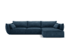 Canapé d'angle droit 4 places en tissu chenille bleu roi