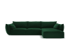 Canapé d'angle droit 4 places en tissu velours vert bouteille