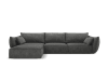 Canapé d'angle gauche 4 places en tissu chenille gris foncé
