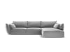 Canapé d'angle droit 4 places en tissu velours gris