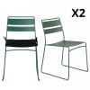 Lots de 2 chaises de jardin modernes en métal vert