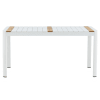 Table de jardin 150x90cm en aluminium et teck blanc