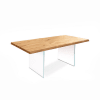 Tavolo piano in legno Marrone gambe vetro da 6 posti cm 160x90 76h