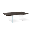Tavolo piano in legno Nero gambe vetro da 6 posti cm 160x90 76h