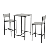 Ensemble table de bar + 2 chaises -pieds effet bois et métal noir