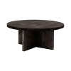 Mesa de centro redonda de madera maciza acabado negro de ø80x33,2cm