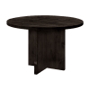Table à manger ronde en bois de sapin noir de Ø110x75cm