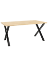 Mesa de comedor de madera maciza natural patas negras 150x75cm