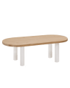 Mesa de centro de madera maciza blanca y tono medio 120x40cm