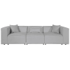 Canapé droit modulable 4 places en velours côtelé gris
