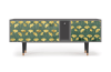 Mueble de TV verde y amarillo 2 cajones y 2 puertas L 170 cm