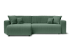 Canapé d'angle XL convertible en velours côtelé 5 places vert