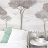 Papier peint panoramique paysage vue des pins 225 x 250 cm gris